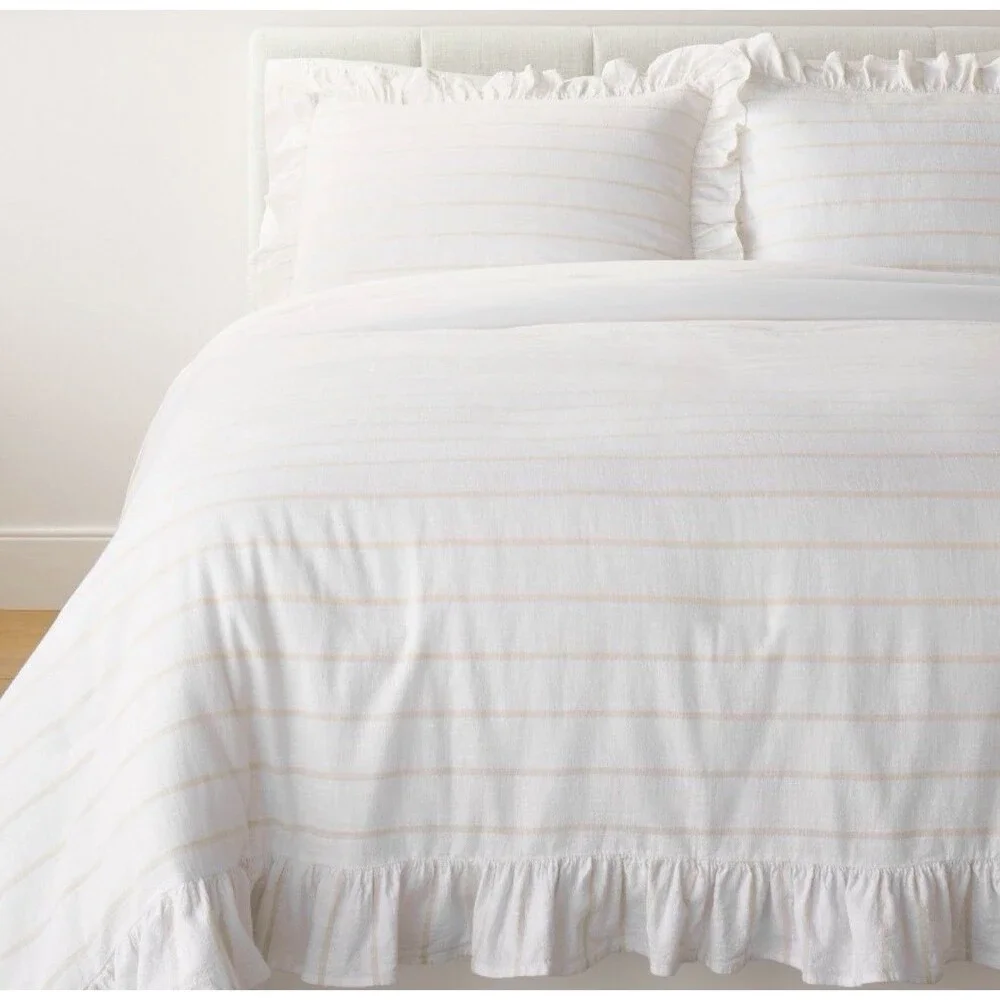 BUNDLE DEAL King Studio McGee Slub Comforter Set + Ruffle Sheets + Lumbar